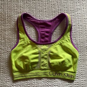 Calvin Klein Reversible Neon Purple Green Unpadded Sports Bra